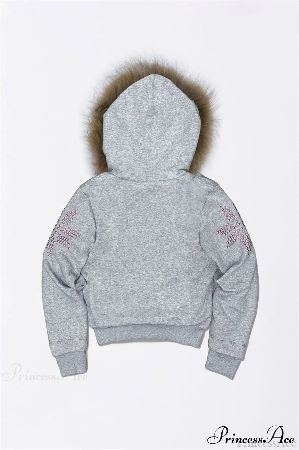 Y2K Sherpa Collar Rhinestone Zip-Front Waist-Cinched Hoodie