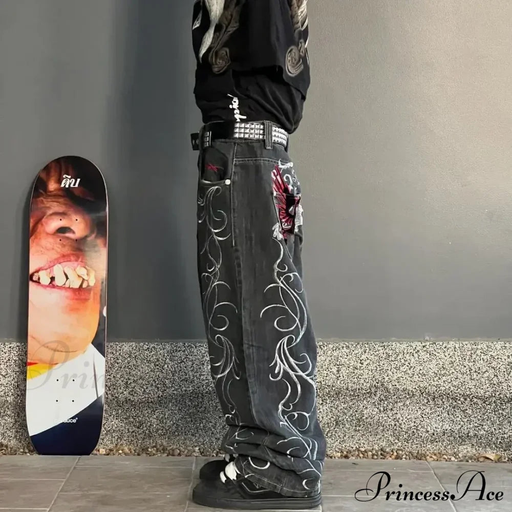 Y2K Streetwear Baggy Jeans Men Hip Hop Vintage Wide Leg Pants