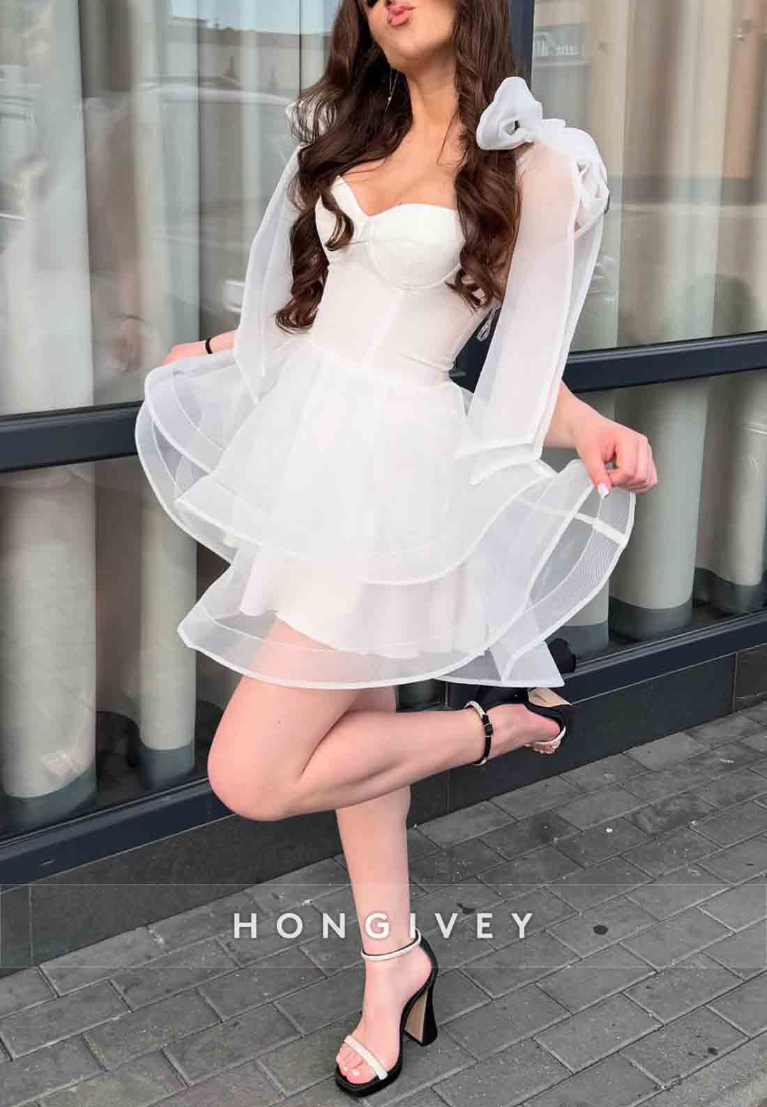 Bowknot Sleeveless A-Line Pleated Regular Straps Short Party Homecoming Dresses