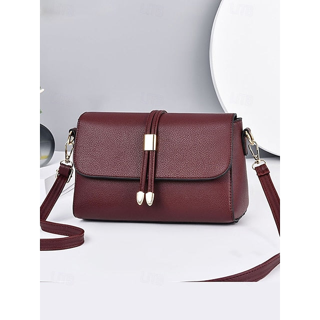 Burgundy Bags in Crossbody Leather Black Faux and