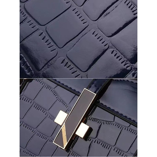 Faux - Croc Patent Handbag Leather Burgundy