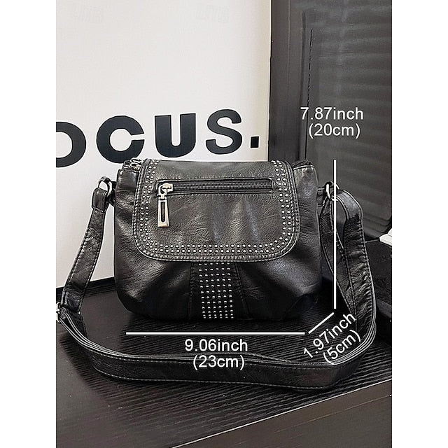 with Faux Bag Leather Brown Crossbody Studded