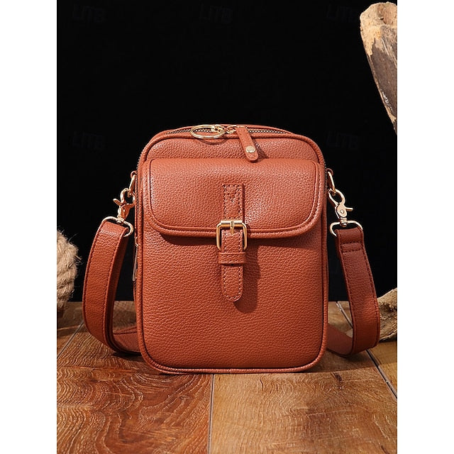 Bag Front Brown with Faux Vintage Leather Crossbody