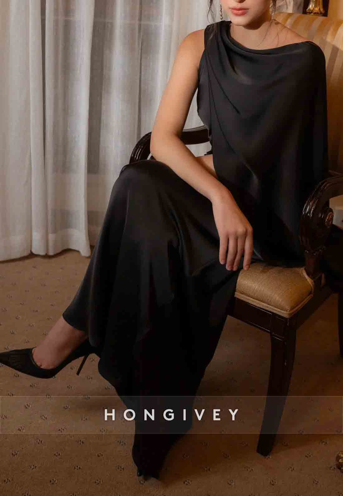 Trumpet Floor-Length Wedding Guest Dresses Sleeveless Cowl Back Evening Gown