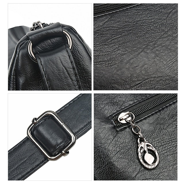 Bag Faux Crossbody Leather - Shoulder Multi-Pocket