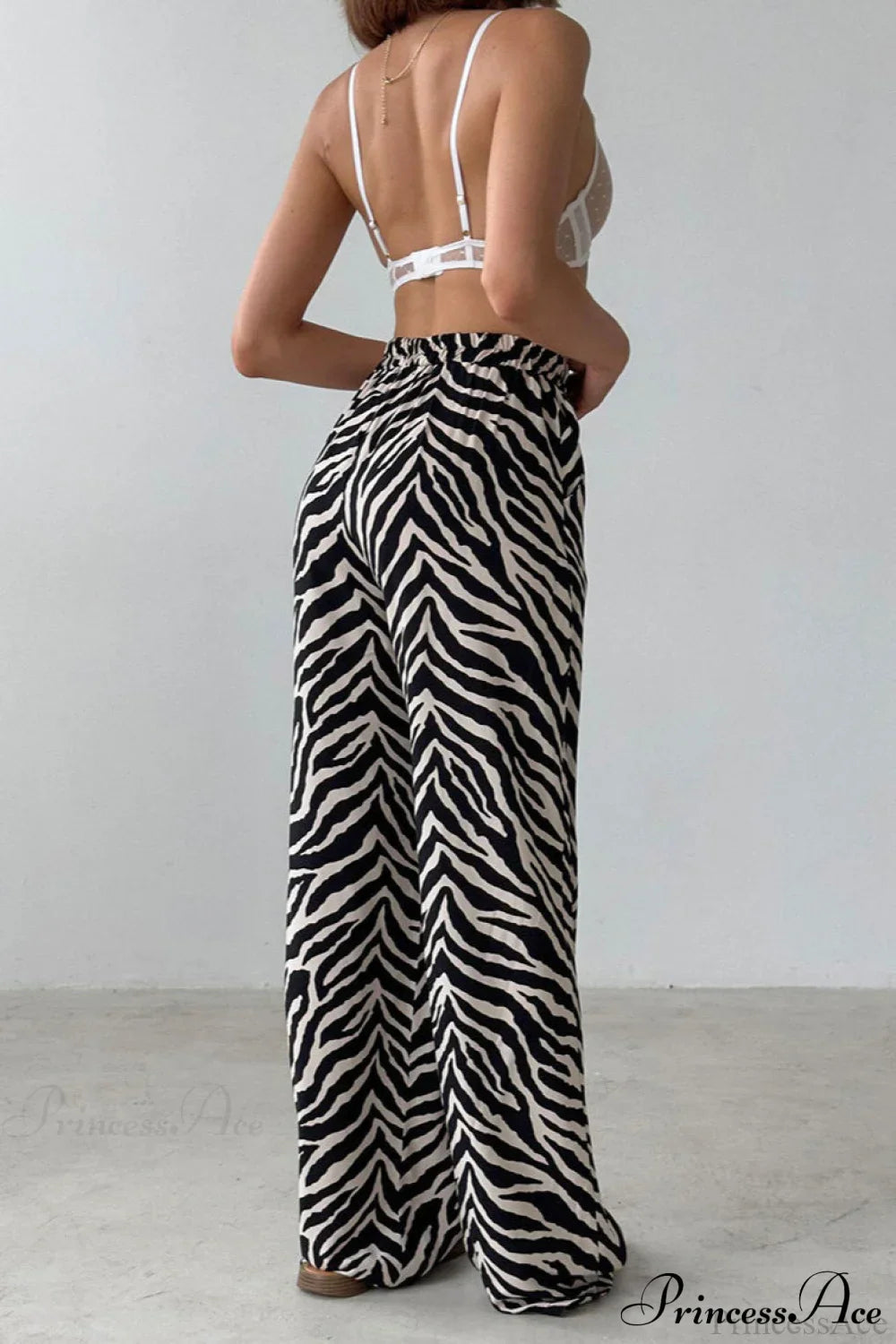 Zebra Print Loose Wide Leg Pants