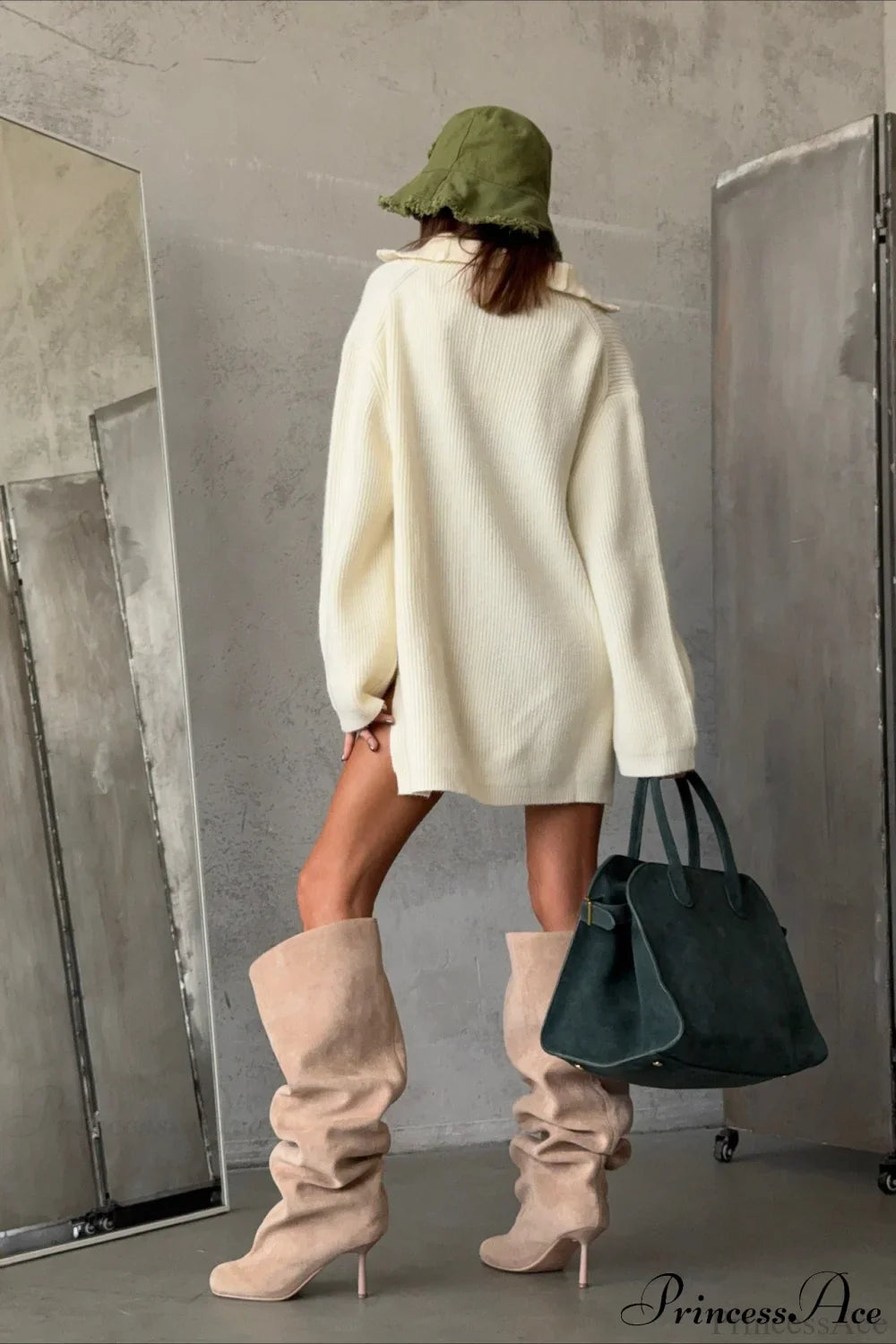 PrincessAce Thickened Stand-Collar Loose Sweater for Comfort