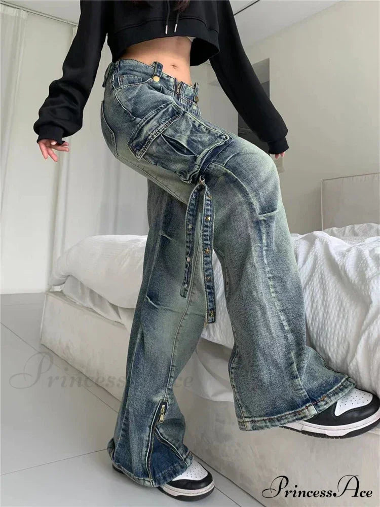 Zipper Slit Wide Leg Halloween Pants