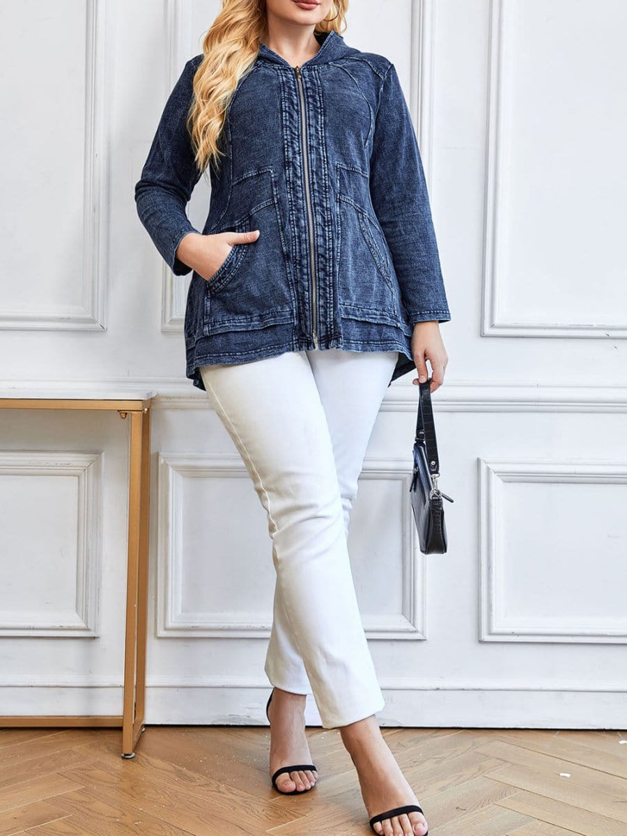 Hooded Denim Jacket - Fashionpara