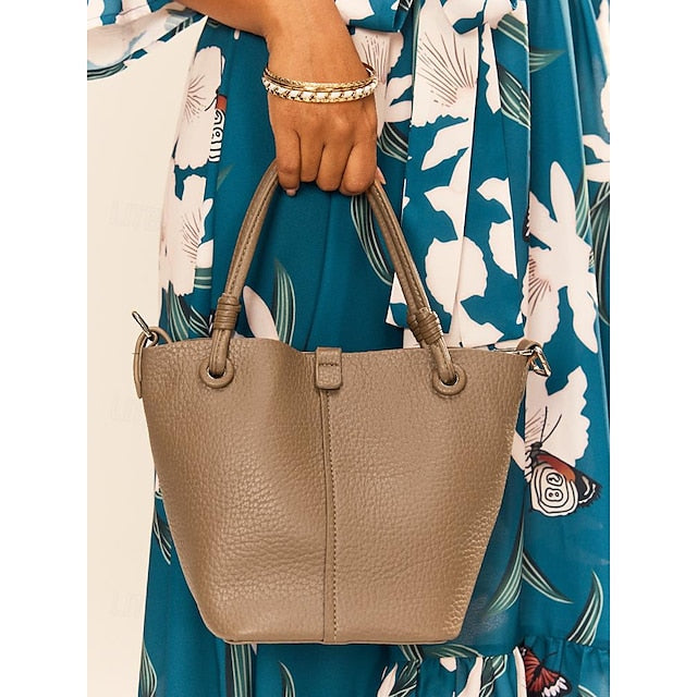 Pouch Stylish Bag Bucket Matching with Leather