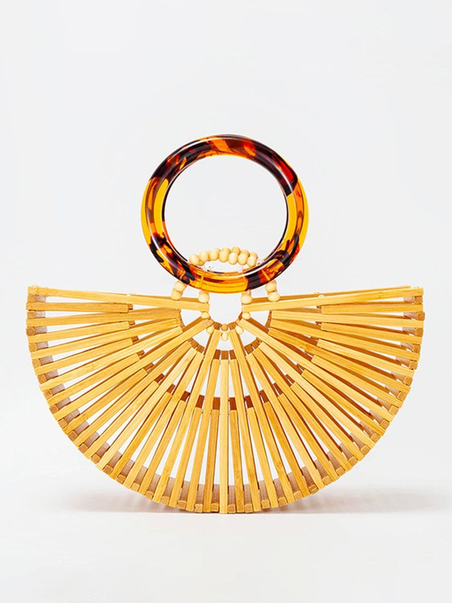 Zoey Half Round Bamboo Beach Handbag - Fashion Pov