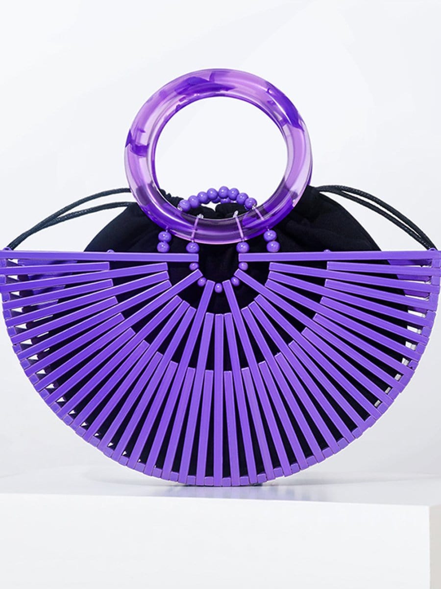 Zoey Half Round Bamboo Beach Handbag - Fashion Pov