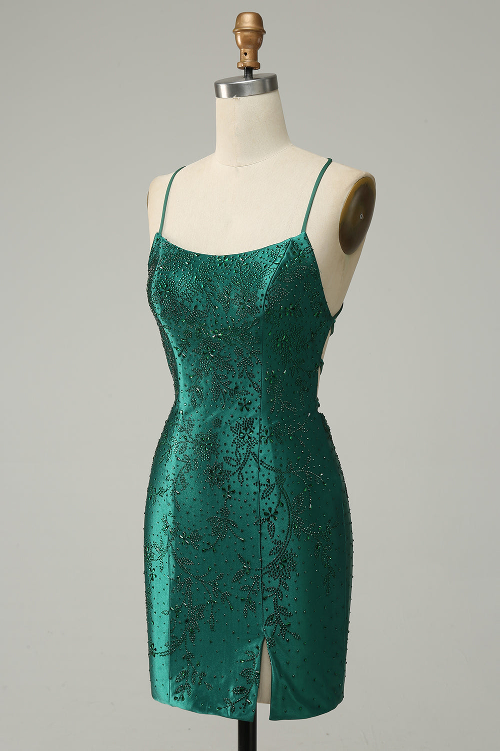 Sparkly Dark Green Beaded Tight Short Homecoming Dress