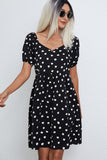 Fashion Dots Print V Neck Casual Dress