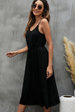 Drawstring Waist And Solid Casual Dress
