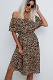 Off The Shoulder Leopard Print Casual Dress