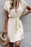 Fashion Lace Patchwork Solid V Neck Casual Dress