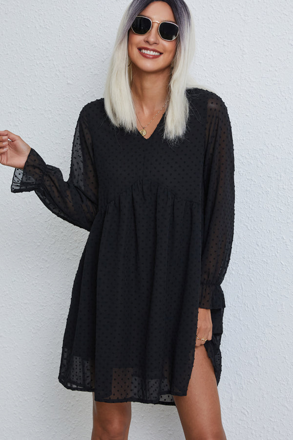 Fashion Solid Color Long Sleeve Casual Dress - Fashionpara