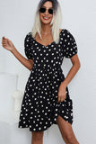 Fashion Dots Print V Neck Casual Dress