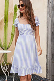 Stripe Print Criss Cross Tie Back Mini Dress