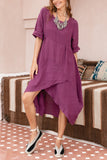 Irregularity Hem O Neck Loose Dress - Fashiondia