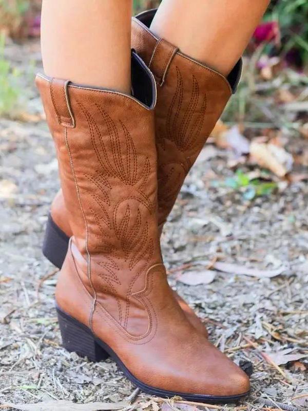 Tribal Embroidery West Cowboy Street Boots