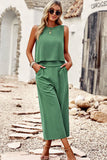 Fashion Solid Color Round Neck Two Pieces Set