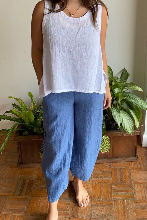 Solid O Neck Tank Pants Set - Fashionpara