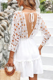 Deep V Neck Hollow Solid Casual Dress