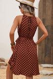 Dots Print Tie Waist Fashion Casual Dress