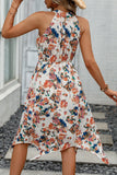 Floral Print Irregularity Hem Midi Dress