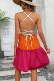 Color Block Tie Back Mini Casual Dress