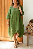 Irregularity Hem O Neck Loose Dress - Fashiondia