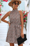 Fashion Floral Print Halter Neck Mini Dress