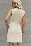 Round Neck Split Side Knot Waist Knitting Dress