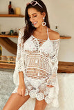 V Neck Hollow Solid Color Cover Up