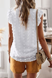 Fashion Ruffle Shoulder Round Neck Casual Tops