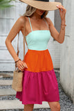 Color Block Tie Back Mini Casual Dress