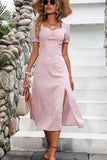 Polka Dots Print Split Side Midi Dress