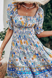 Fashion Off The Shoulder Floral Print Mini Dress