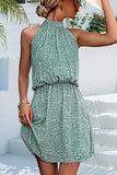 Fashion Polka Dot Print Halter Neck Casual Dress