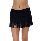 Tassel High Waisted Ruched Swim Skirt