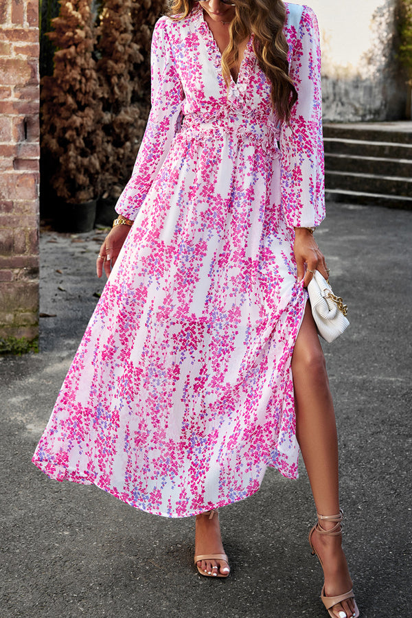 V Neck Long Sleeve Casual Dress - Fashionpara
