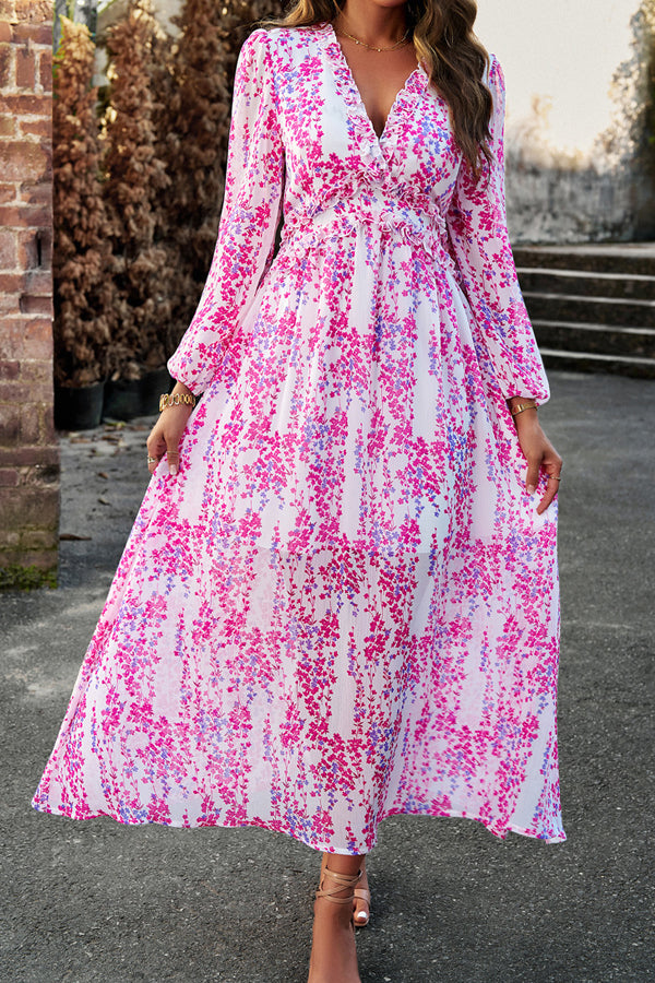 V Neck Long Sleeve Casual Dress - Fashionpara