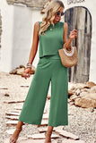 Fashion Solid Color Round Neck Two Pieces Set
