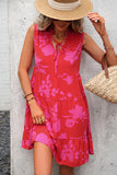 Fashion Floral Print Sleeveless Casual Dress