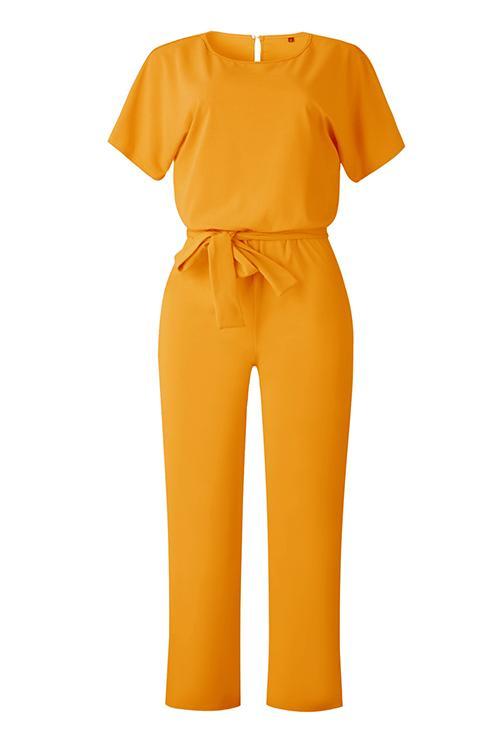 Short Sleeve Knot Jumpsuit - Fashionpara