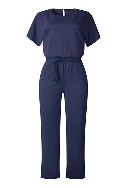 Short Sleeve Knot Jumpsuit - Fashionpara
