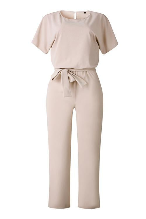Short Sleeve Knot Jumpsuit - Fashionpara