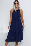 Solid Color Halter Neck Sleeveless Maxi Dress